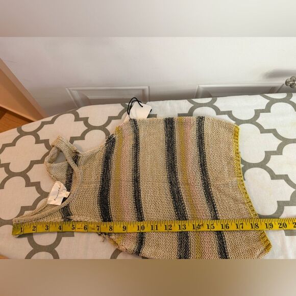Line & Dot Summer Nights Sweater Tank Top Multi Stripe Beige Yellow S NWT - Picture 7 of 10